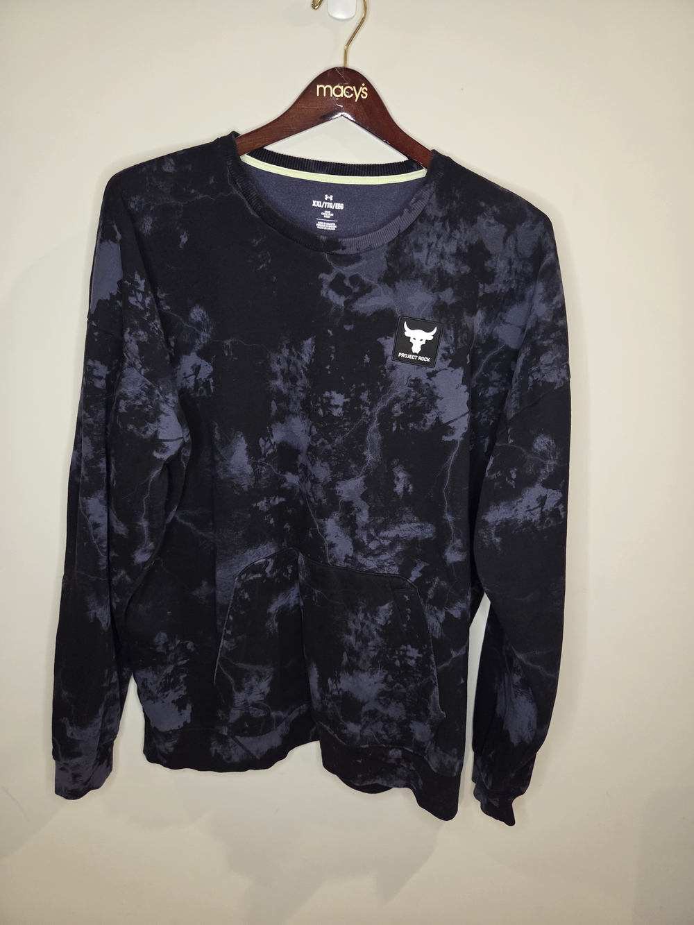 Under Armour Project Rock Black and Charcoal Tie-Dye Crewneck Sweatshirt